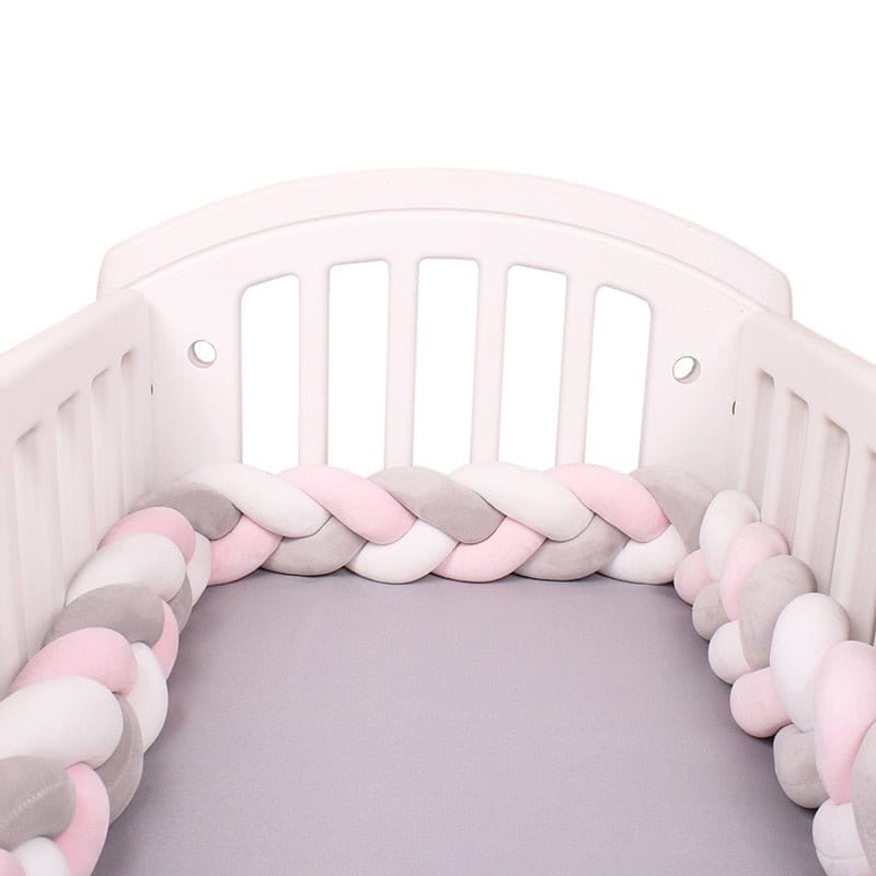Blanc/ Rose/ Gris / 100 cm Tour de Lit Bébé Tresse