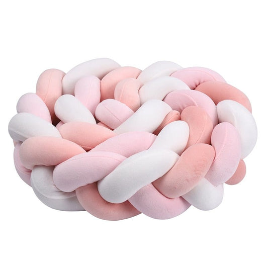 Blanc/Rose / 100 cm Tour de Lit Bébé Tressé Fille
