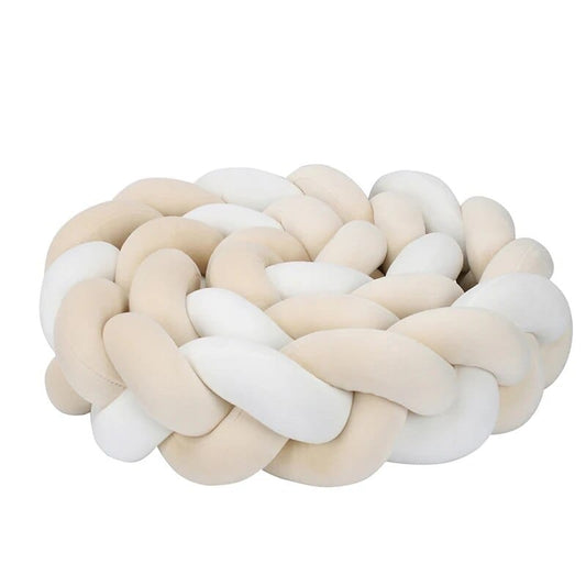 Beige/Blanc / 100 cm Tour de Lit Tressé Clair